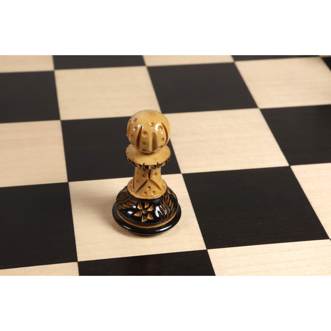 Kombo 4" profesjonalnego zestaw szachow Staunton - figury z lakierowanego, palonego drewna bukszpan z planszą i pudełkiem
