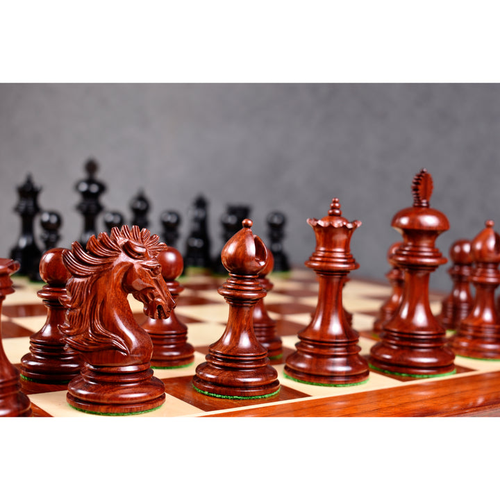 Alexandria Luxury Staunton Chess Set- Chess Pieces Only - Triple Weighted - Ebony & Bud RosewoodJeu d'échecs de luxe Staunton d'Alexandria - Pièces d'échecs seulement - Trois poids - Ébène et palissandre Bud