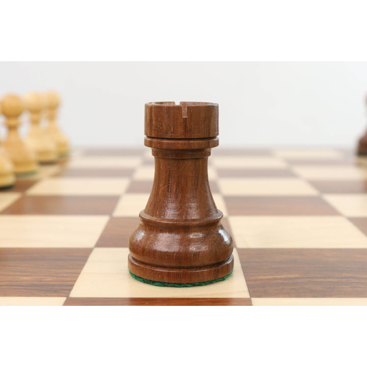 Juego de piezas de ajedrez de madera para torneos de 3.9" con caja para guardar ajedrez - Palisandro dorado