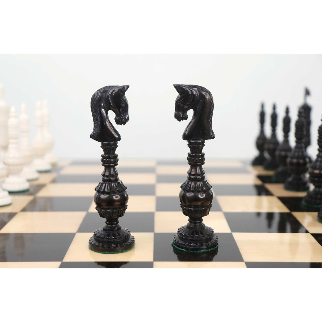 Set di scacchi intagliati a mano della serie Citadel inglese da 5,8" - Solo pezzi di scacchi - osso di cammello