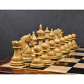 Premium boxwood chessmen from the 4.3 inch Napoleon luxury Staunton collection arranged on a board.