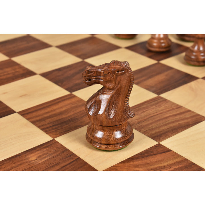 3,6" professionelt Staunton-skaksæt - kun skakbrikker - Vægtet Gyldent Rosentræ
