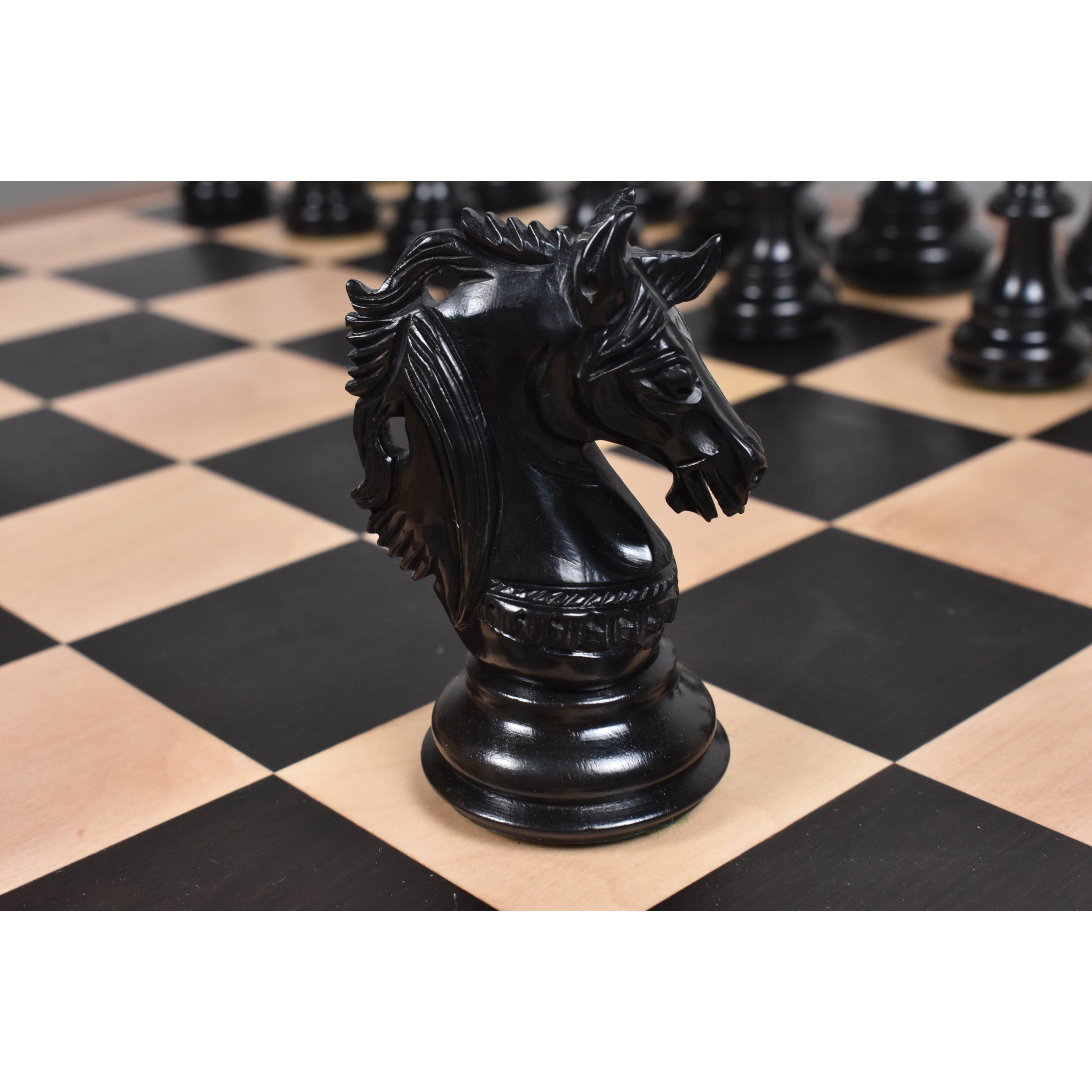 4.6" Prestige Luxury Staunton Chess Pieces Only set - Natural Ebony Wood - Triple Weighted
