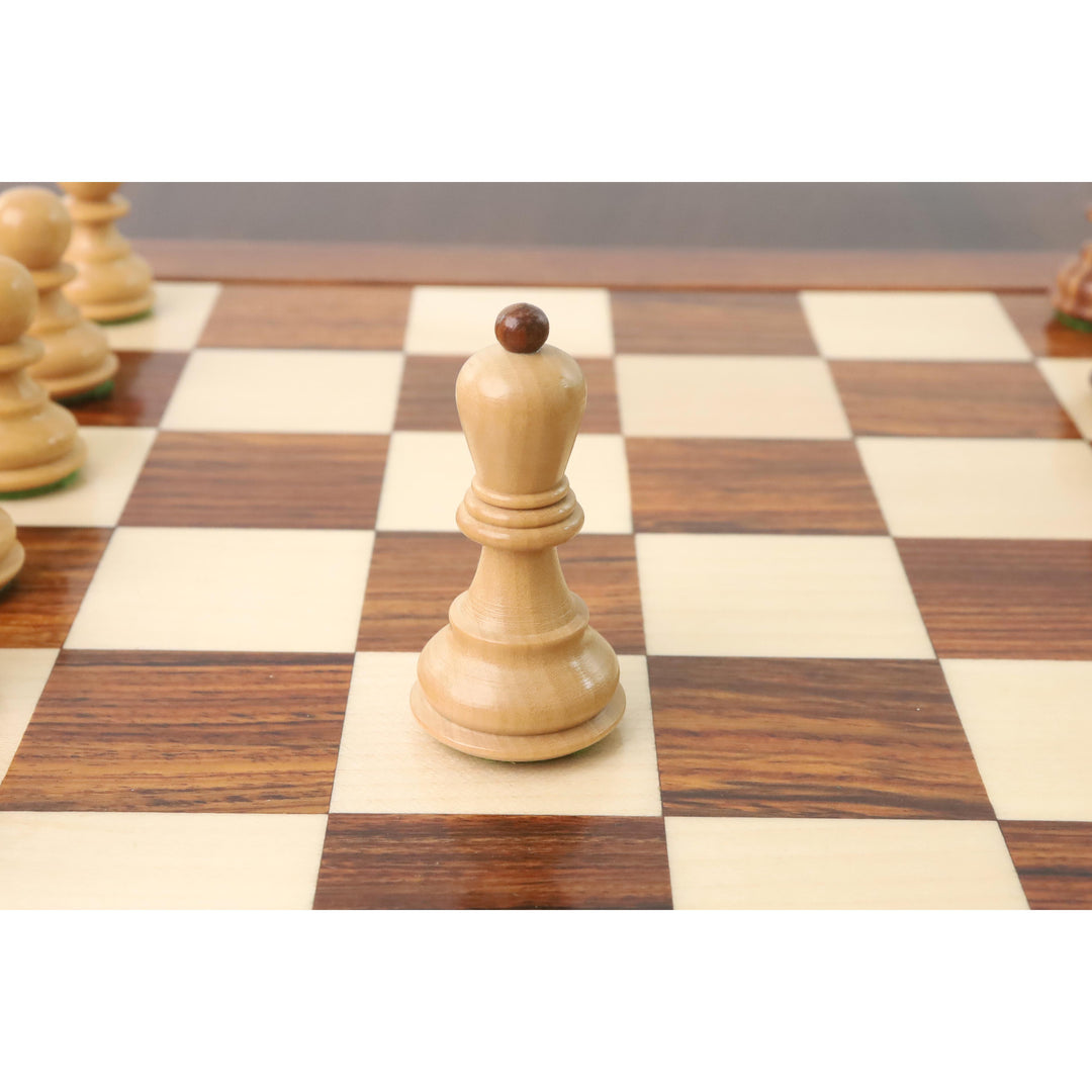 2.6″ Russisches Zagreb Schachspiel - nur Schachfiguren - gewichtetes Golden Rose Holz & Buchsbaum