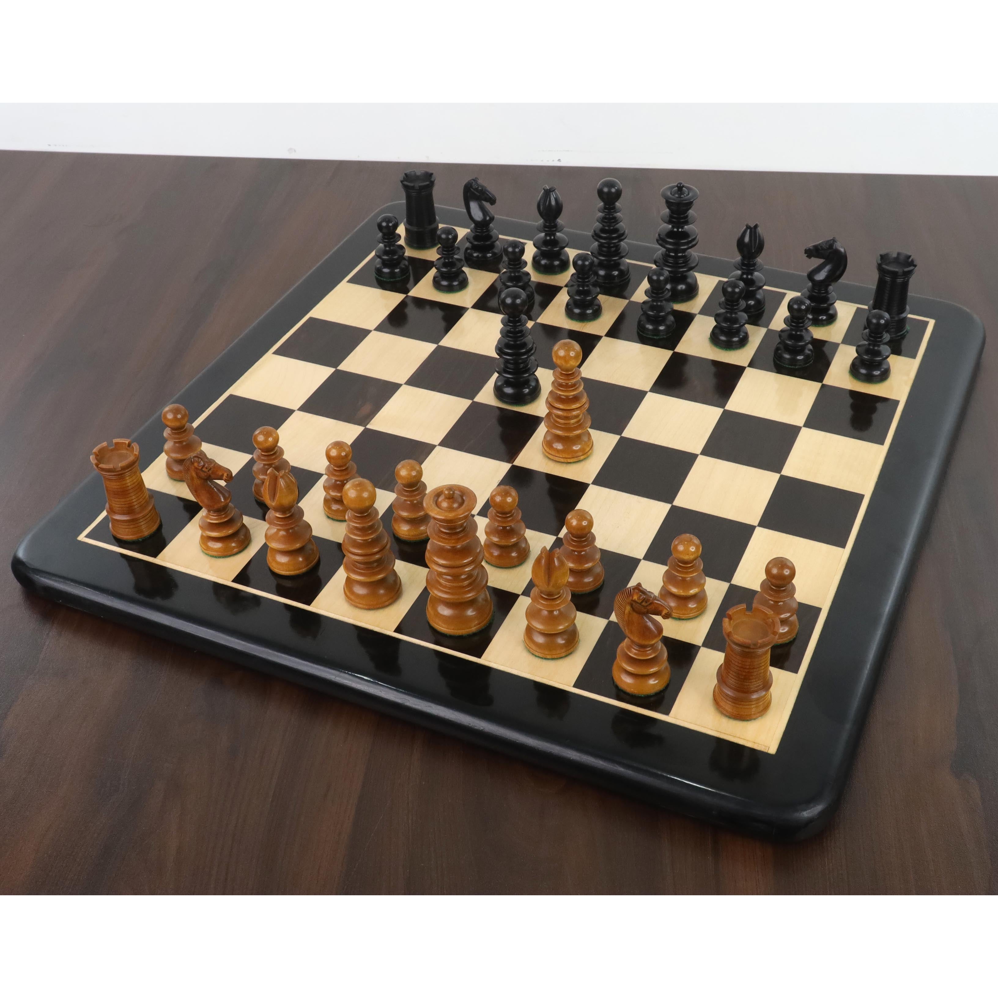 3.3" St. John Pre-Staunton Calvert Chess Pieces Only set - Ebony Wood & Antique