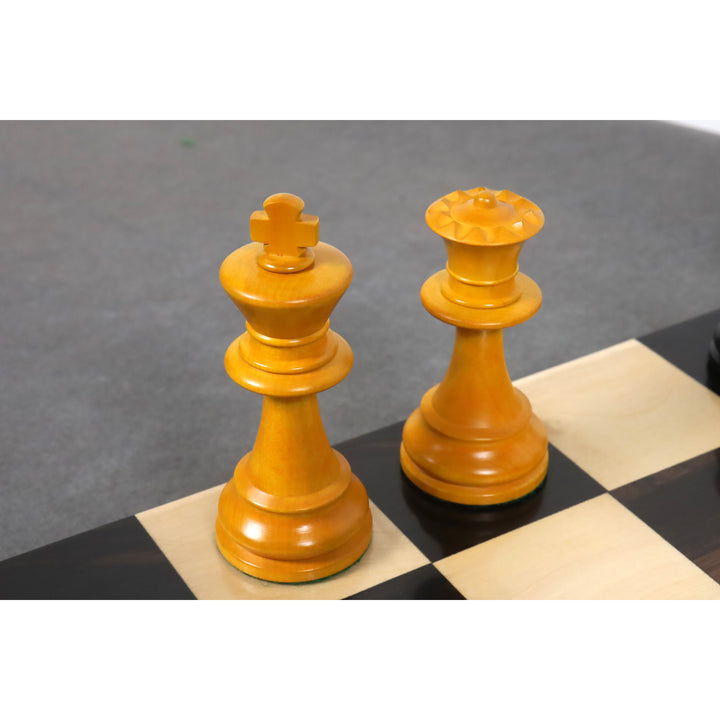 Slightly Imperfect 3.9" French Chavet Tournament Chess Set - Chess Pieces Only - Antiqued Boxwood