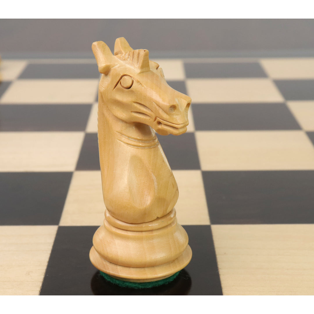 Set di scacchi Meghdoot Serie Staunton da 3,4" - Solo pezzi di scacchi - Legno di bosso ebanizzato appesantito