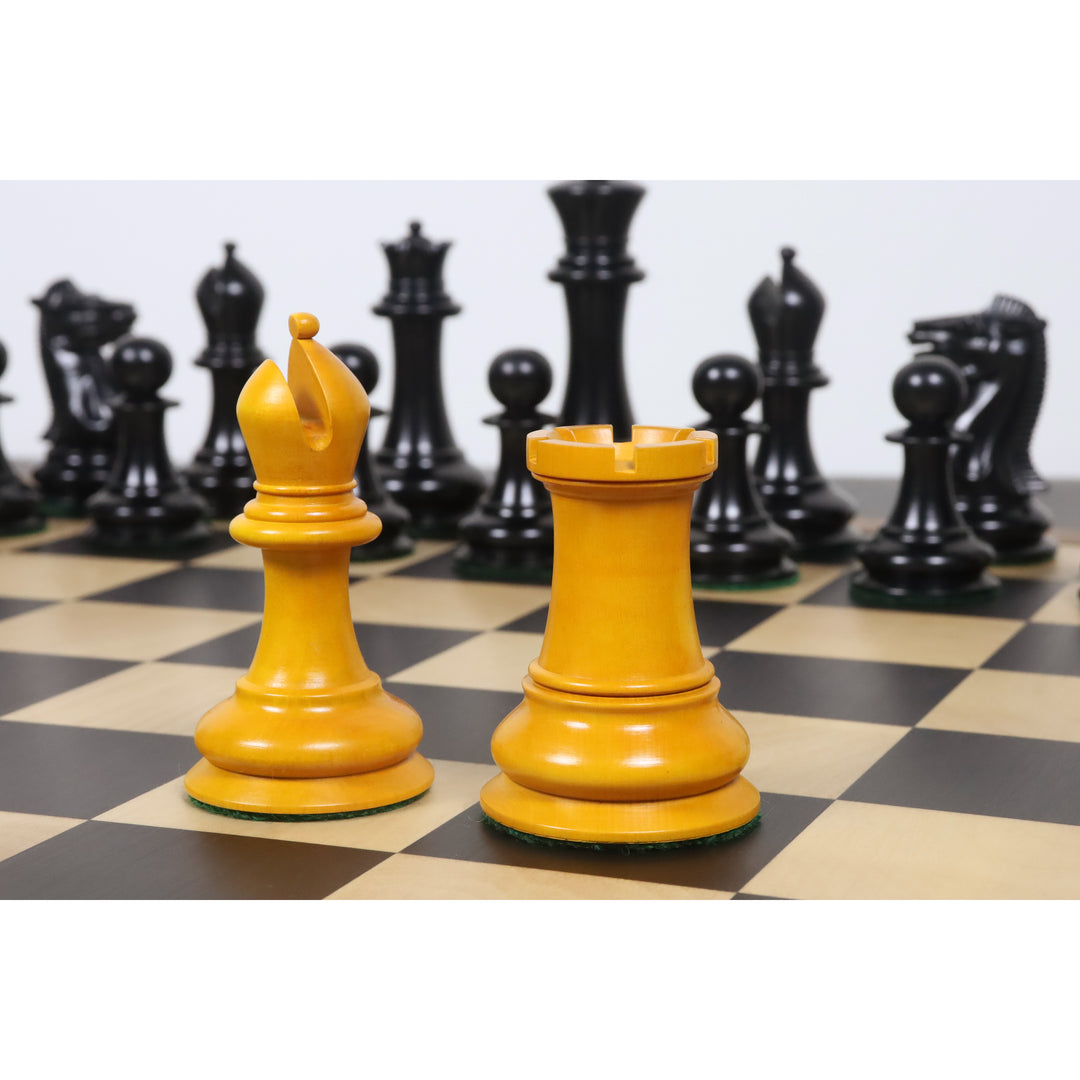 Slightly Imperfect 4.5" Reproduced 1849 Staunton Chess Set - Chess Pieces Only- Antiqued Boxwood & Ebony