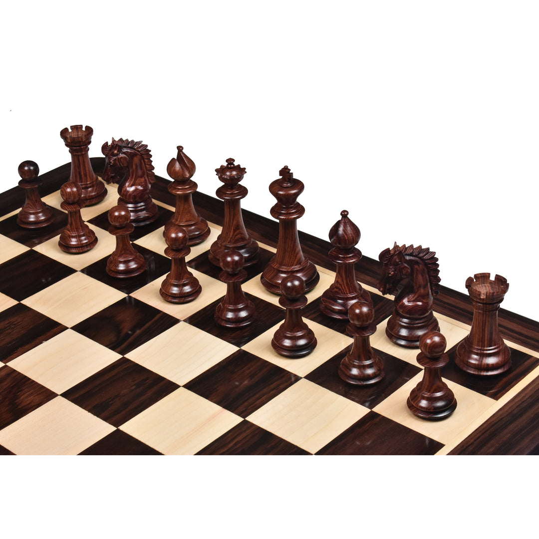 3.7" Juego de ajedrez Emperor Series Staunton - Sólo piezas de ajedrez - Madera de rosa con doble peso