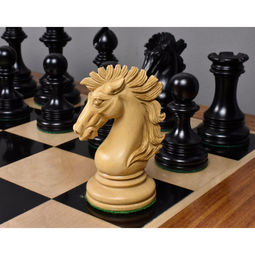 Jeu d'échecs Alexandria Luxe Staunton légèrement imparfait - Pièces d'échecs uniquement - Triple lestage - Bois d'ébène