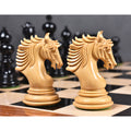 Two hand-carved boxwood knight chess pieces from the Arthur luxury Staunton set.