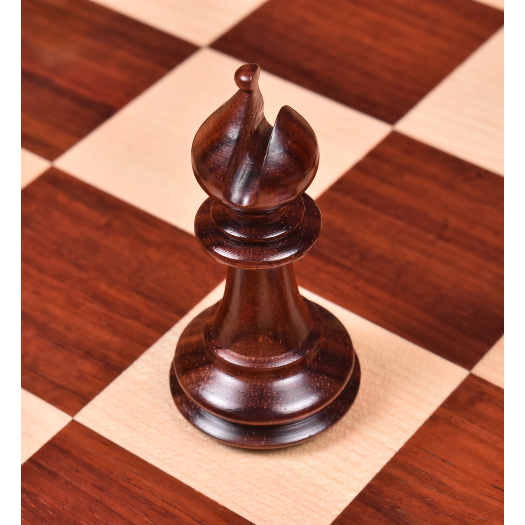 3.7" Staunton schaakset uit de Keizer-serie- Alleen schaakstukken- Dubbel gewogen knop Palissander