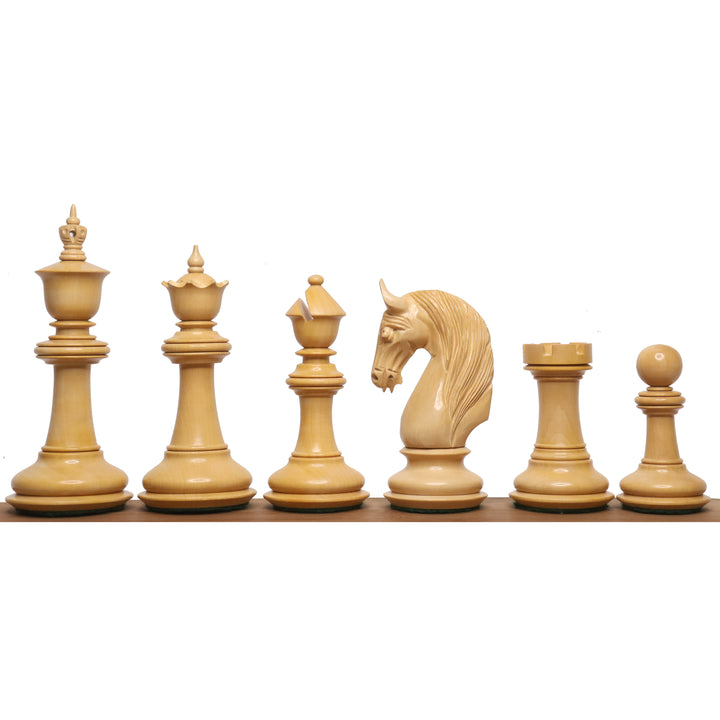 Set di scacchi Staunton da 4,6" Bath Luxury - Solo pezzi di scacchi - Legno d'ebano - Peso triplo