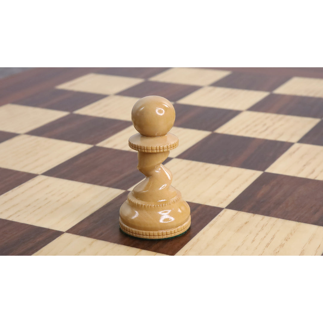 Slightly Imperfect 4.3" Grazing Knight Luxury Staunton Chess Set - Chess Pieces Only - Lacquered Bud Rosewood