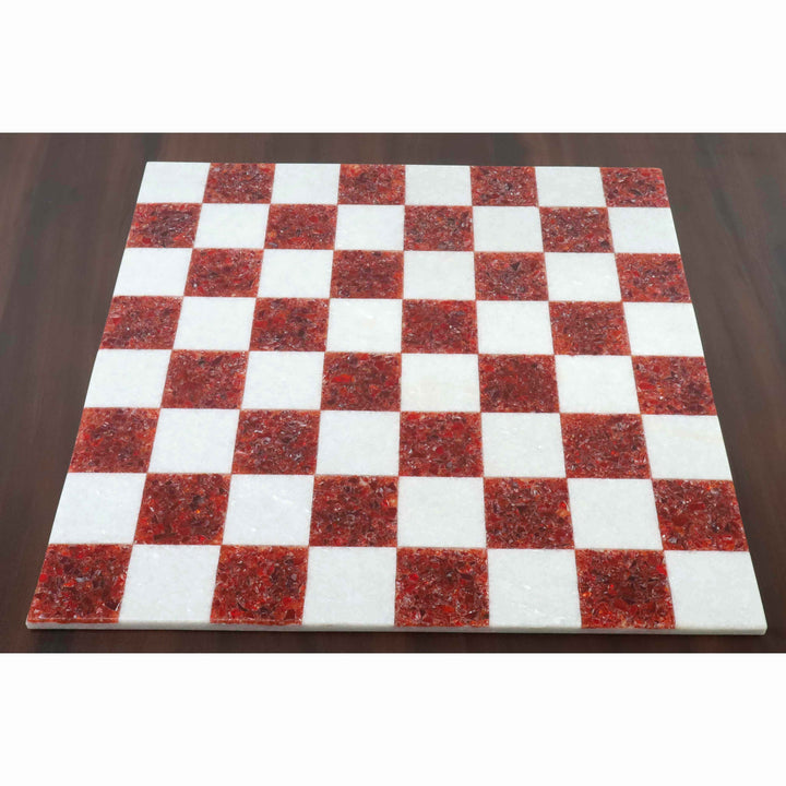 18" luksusowa szachownica z marmuru bez obramowania - czerwono-biały kamień