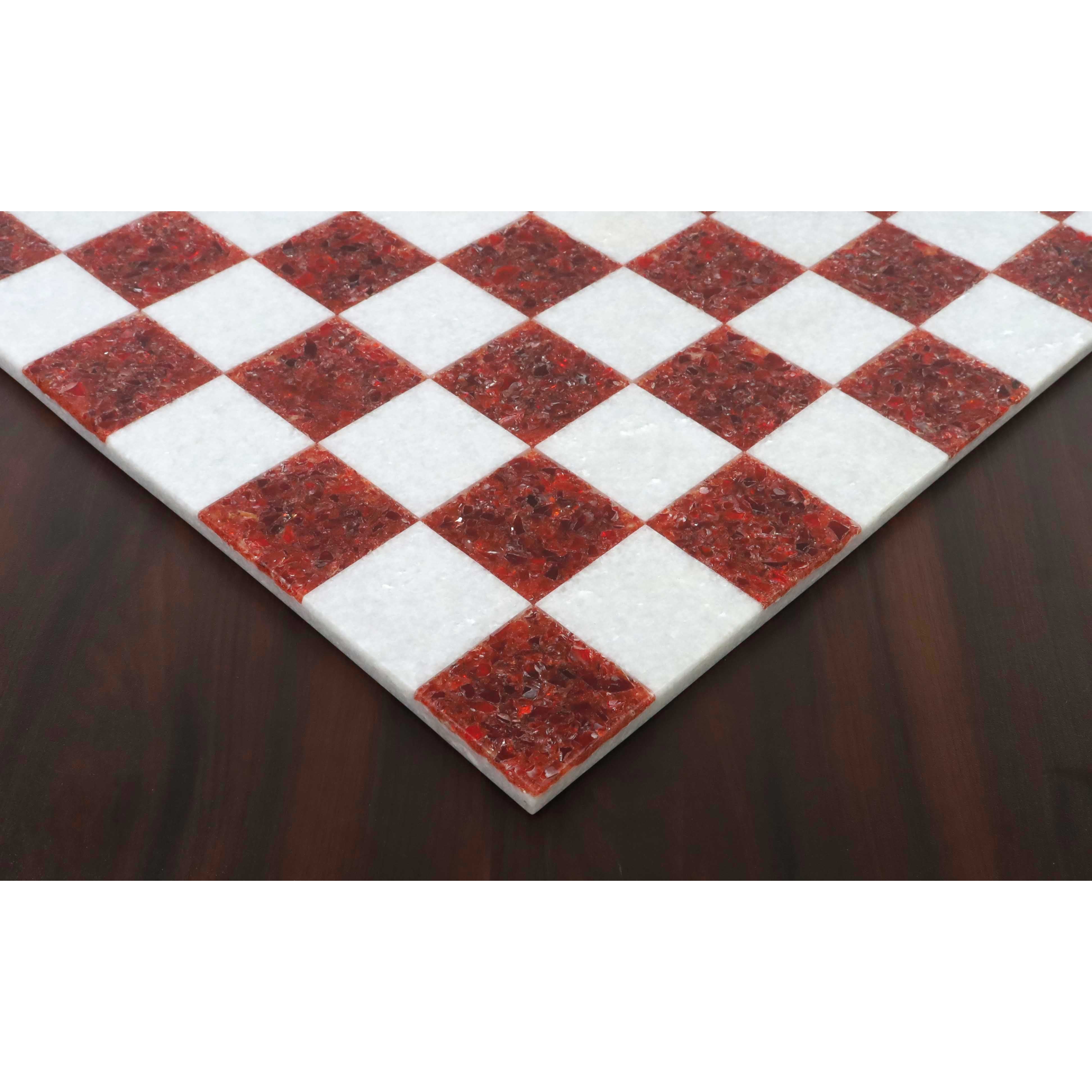 18'' Borderless Marble Stone Luxury Chess Board - Red and White Stone