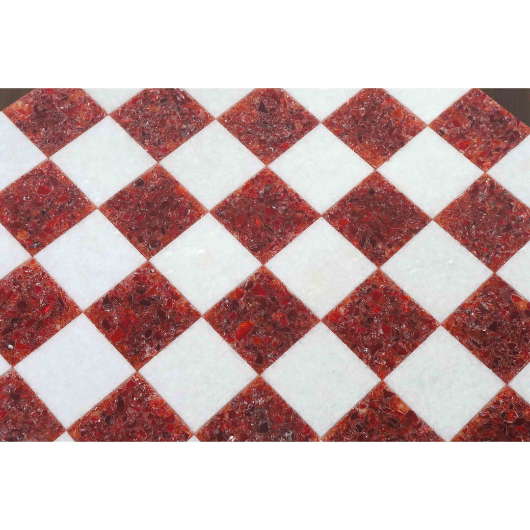 18'' Randloses Marmorstein-Luxus-Schachbrett - roter und weißer Stein