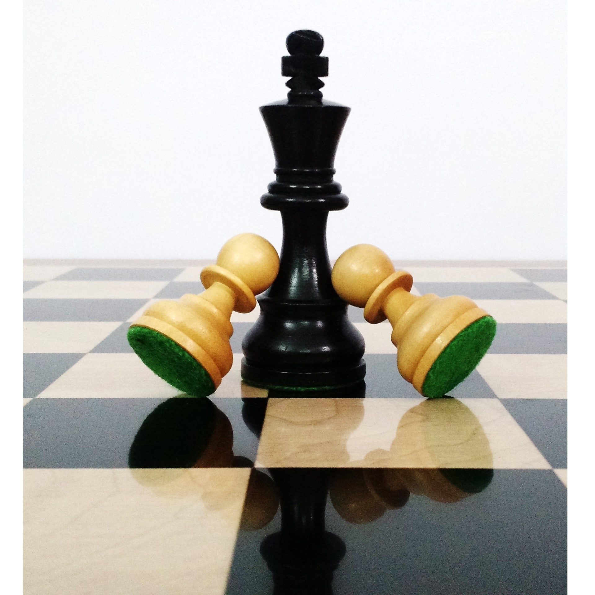 Slightly imperfect 3.9" Tournament Chess Pieces Only set in Ebonised Weighted Wood