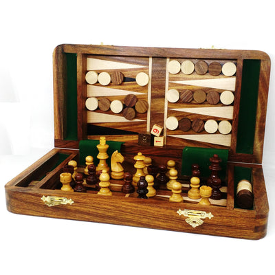 2 in 1 Magnetic Travel Chess & Backgammon set | Unique Chess Set | Travel Chess Set Magnetic