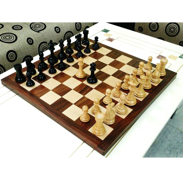 Juego de ajedrez de madera contrapesado Pro Staunton 4.1" ligeramente imperfecto - Sólo piezas de ajedrez - Madera ebonizada