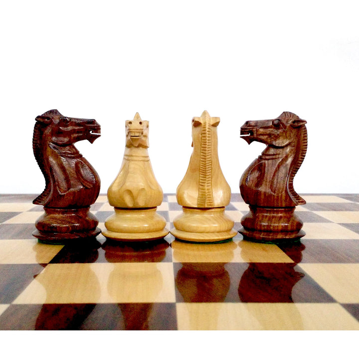 Leicht unvollkommenes 4.1" Pro Staunton gewichtetes hölzernes Schachspiel - nur Schachfiguren - Sheeshamholz - 4 Königinnen