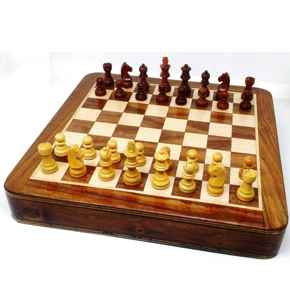 10inch Magnetic Travel Chess Set, Black & White Folding Board for