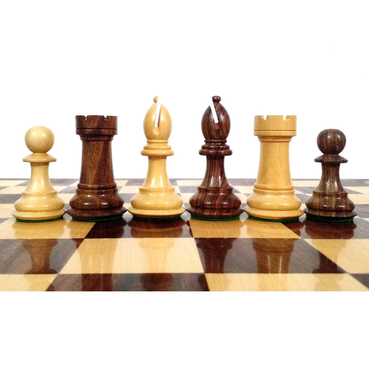 Lichtelijk imperfect 4.1" Pro Staunton verzwaard houten schaakset - alleen schaakstukken - Sheesham hout - 4 koninginnen