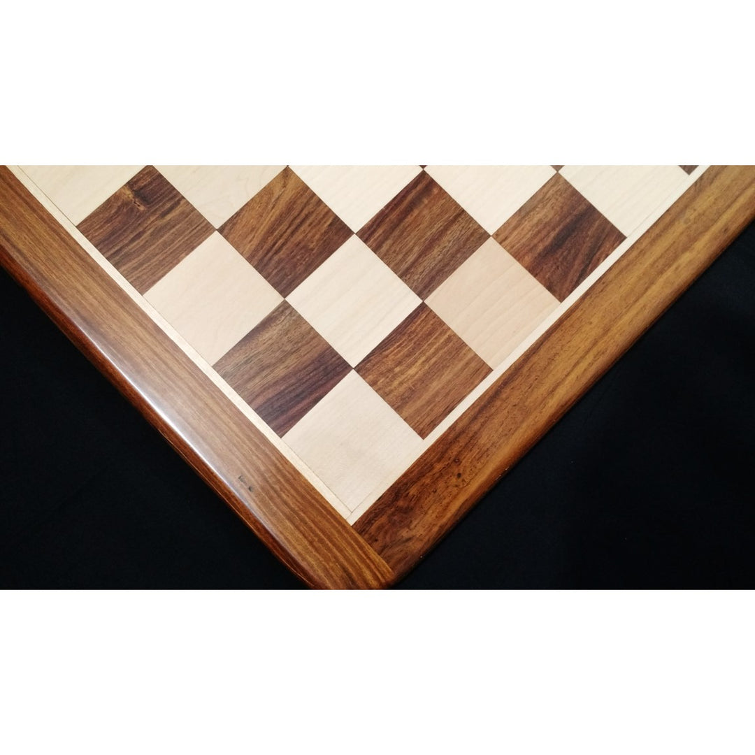 19" ingelegd houten schaakbord - goud palissander & esdoornhout