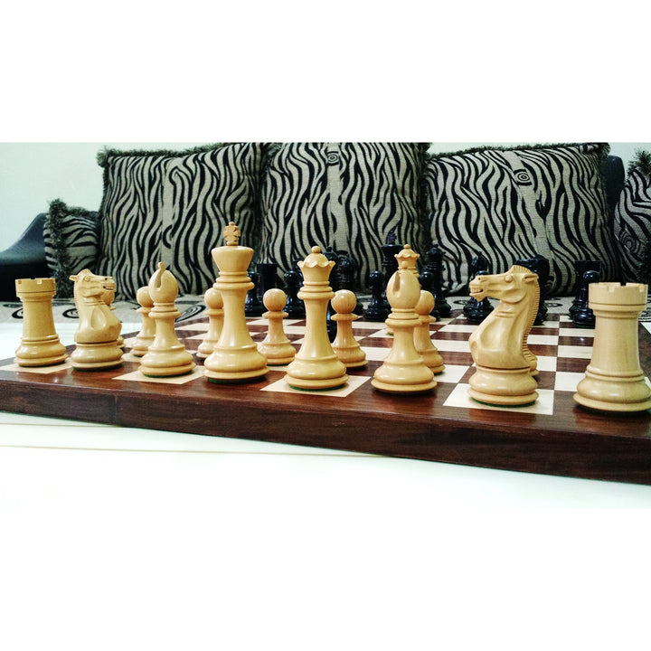 Nieznacznie niedoskonały zestaw drewnianych szachów ważony Pro Staunton 4,1” - tylko szachy - drewno ebonizowane