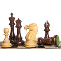 Artistic display of 6.1-inch Mammoth Staunton rosewood and boxwood pieces.