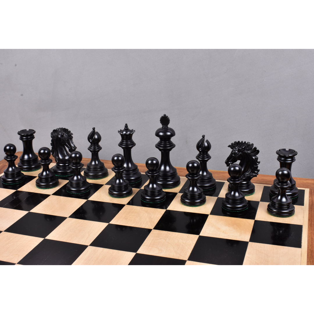 Jeu d'échecs Alexandria Luxe Staunton légèrement imparfait - Pièces d'échecs uniquement - Triple lestage - Bois d'ébène