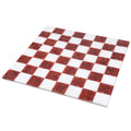 15 inch borderless marble stone chess board with handcrafted red and white square tiles.