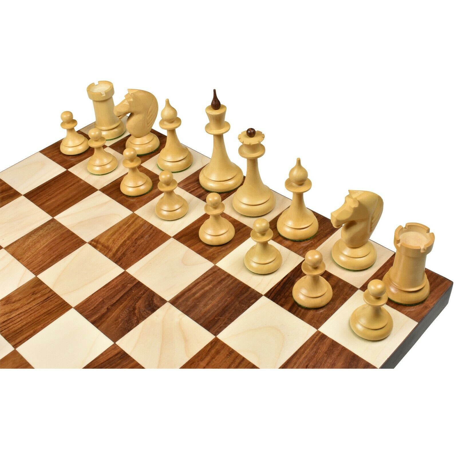 1950's Soviet Latvian Reproduced Chess Pieces Set - Golden Rosewood