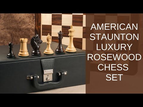 4.2" Zeldzame Amerikaanse Staunton Luxe Rosewood Schaakstukken met 21" Rosewood & Maple Wood Plat Schaakbord en Leatherette Coffer Opbergdoos.