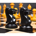 Intricately hand-carved ebony wood Knights from the premium Leuchars Cook Staunton set.