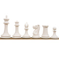 Glossy ivory lacquer Leuchars Cook Staunton chessmen from King to Pawn in a row.