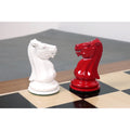 Detailed profile of ivory and crimson lacquer Knights from the Leuchars Cook Staunton set.