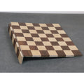 Flexible solid wood slats of a roll up travel chess board with premium green felt lining on the base.