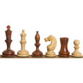 Six 1933 Botvinnik Flohr chess pieces in light boxwood and dark golden rosewood.