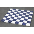 Handcrafted square borderless chess board made from blue lapis lazuli and white stone.