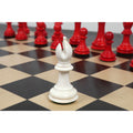 Detailed white camel bone bishop piece featuring the 1849 Staunton style on a chessboard.